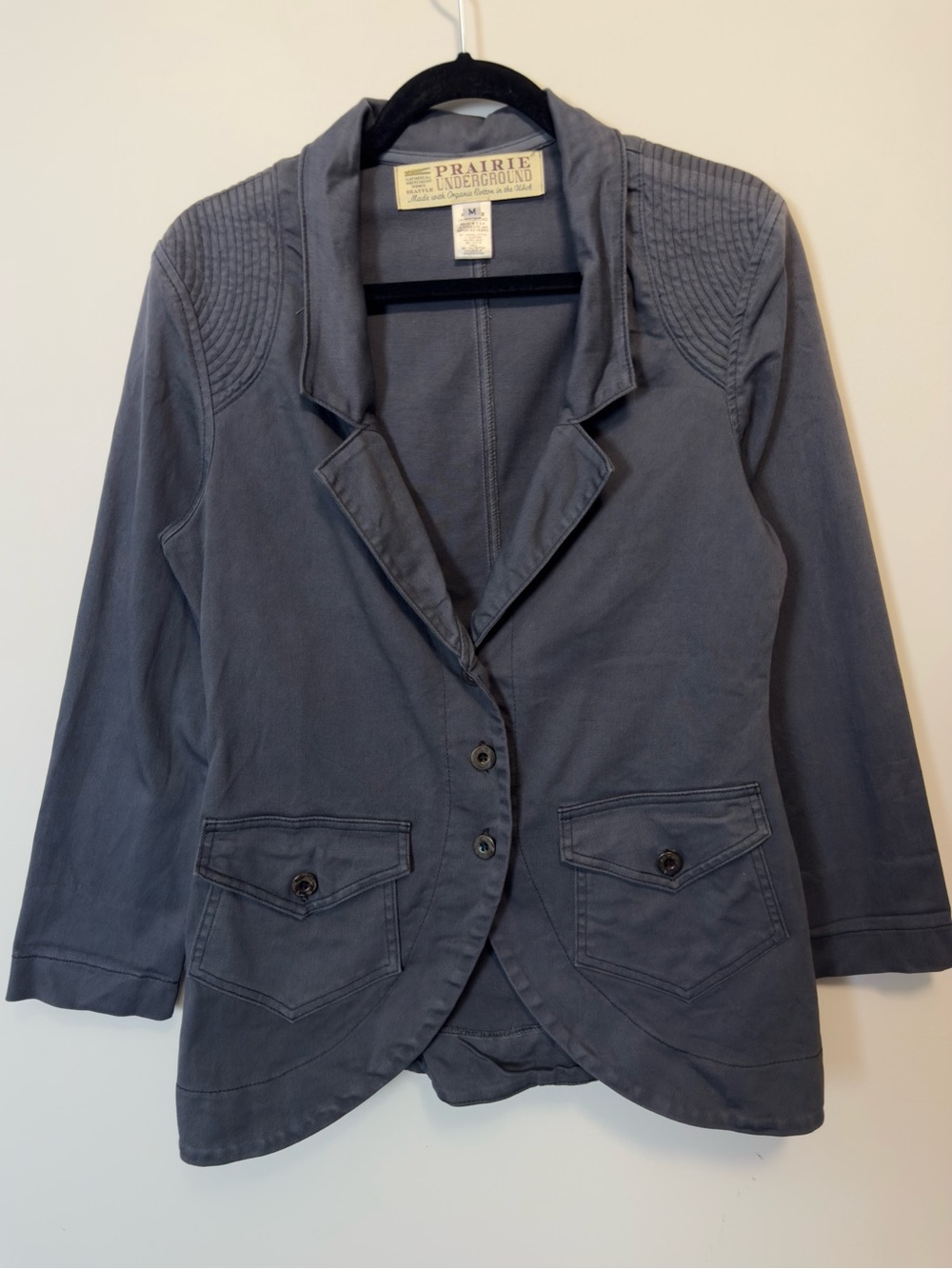 Prairie Underground Slate Gray Organic Cotton Blazer Jacket M